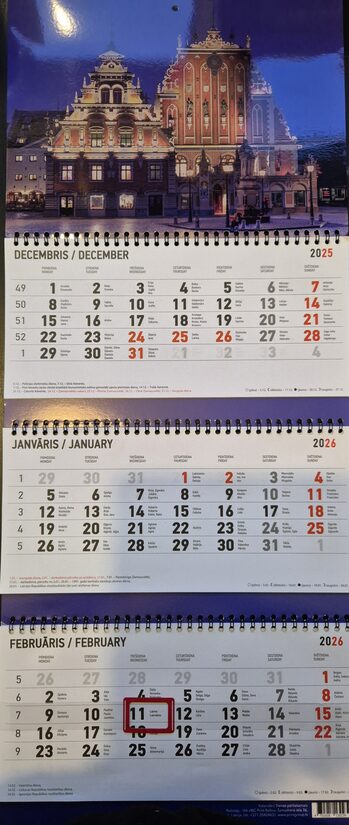 Старая Рига. Трехблочный латвийский календарь с курсором на 2026 год